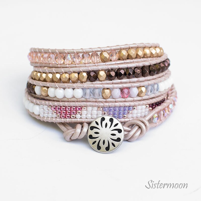 Leather Wrap Bracelet Boho Beaded Wrap Bracelet Bohemian Etsy