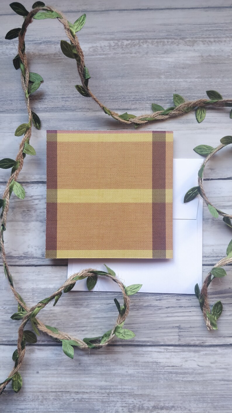 burlap rustic plaid tartan Sunflower greetings card for her birthday anniversary thinking of you card wildflowers