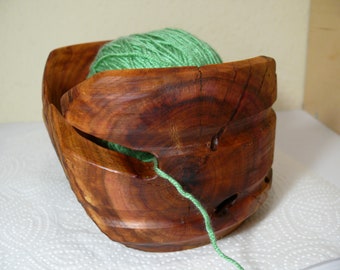 Very beautiful turned wool bowl, yarn bowl, wooden bowl made from bush-cut apple tree