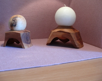Very beautiful turned candlesticks, the slightly different candlesticks made from old cherry wood.