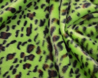 Fellimitat Leopard grün schwarz Fellstoff Leopard Velboa Leopard grün schwarz Fellimitat Leopard apfelgrün schwarz