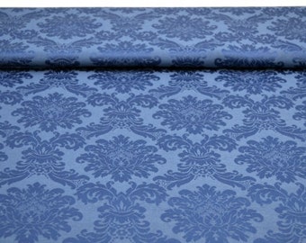 Dekostoff dunkelblau Stoff Mittelalterstoff Barockdesign Rankenstoff blau Polsterstoff Ornamente Barockstoff