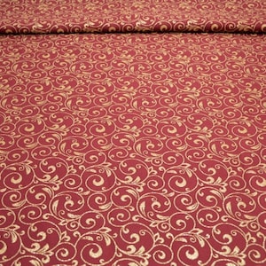 Goldbrokat mit Blumenornament Brokatstoff rot mit gold Jacquardstoff rot gold Brokatstoff Dekostoff Jacquardstoff