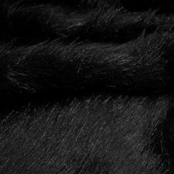 Kunstfell Fellstoff Langhaarfell Schwarz - Schwarzes Kunstfell Kunstpelz Schwarz Schwarzes Fellimitat Schwarz