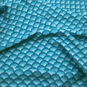 Schuppenstoff petrolblau Meerjungfrauenstoff Badeanzugsstoff mit Schuppenmuster Stretchstoff mit Schuppen für Meerjungfrauen Flossenstoff