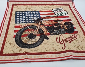 USA Panel Motorrad mit US Highway Gobelin Panel USA Motorradstoff