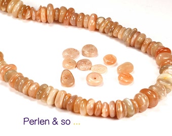 10 Mondsteine Ø 10 mm, orangefarben, seidenmatt geschliffen