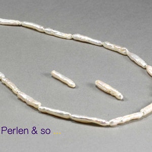 2 freshwater pearls, rod-shaped Ø3mm x 18 mm