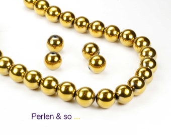 5 hematite beads Ø 12 mm gol-coloured