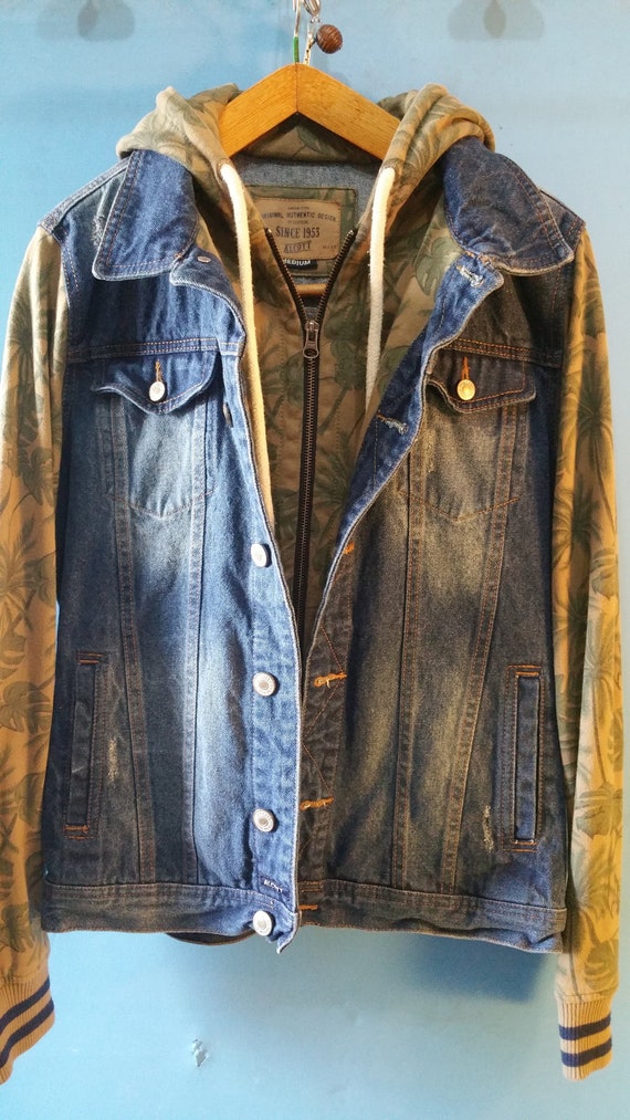 jean vest with hoodie
