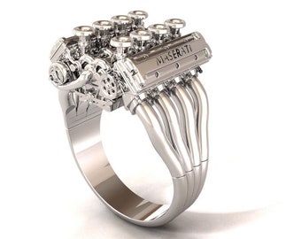 Thenxin Rings for Men Novelty Motorcycle Cylinder Engine Mechanical Carving Craft Personal Accessories Boyfriend Gift