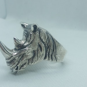 Rhinoceros animal ring, Sterling Silver, black Rhino, animal jewelry, unique jewellery