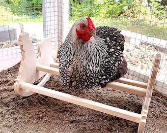 Chicken Rocking Roosting Bar Toy for Coop Made in The USA! Solid Strong Natural Wooden Swing Ladder Perch To