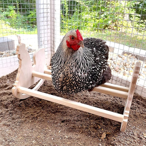 Chicken Rocking Roosting Bar Toy for Coop Made in The USA! Solid Strong Natural Wooden Swing Ladder Perch To