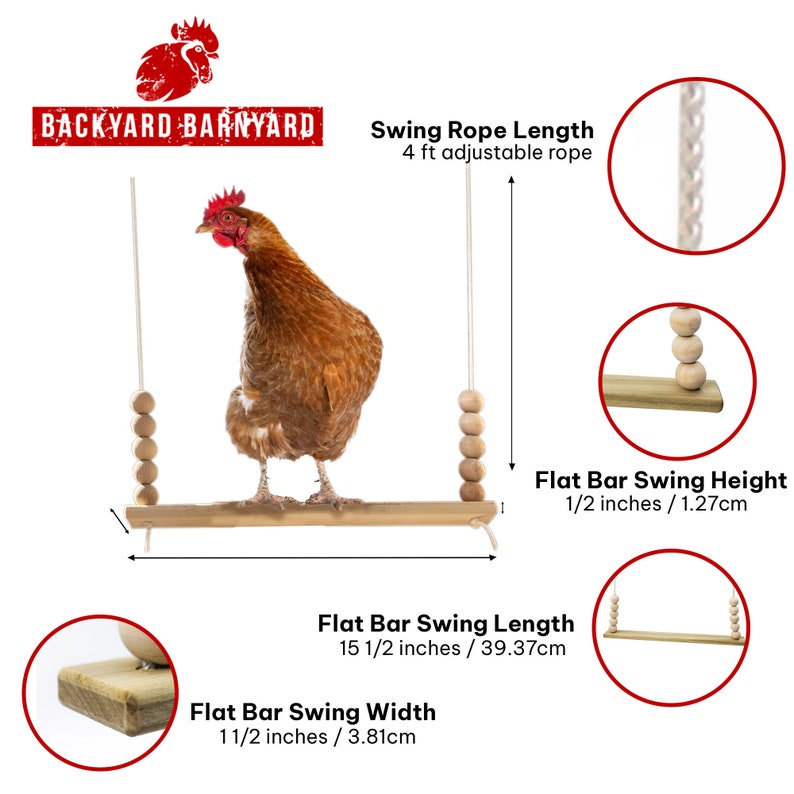 Backyard Barnyard Chicken Swing Handmade in USA Flat Bar Perch for Poultry Rooster Hens Chicks Pet Parrots Macaw Entertainment for Birds Bild 4