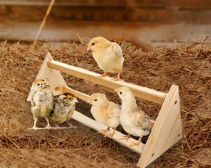 Chick Perch Set - 3 Pack Wooden Roosting Bars & Triangle Stands For Chicken Brooders & Coops