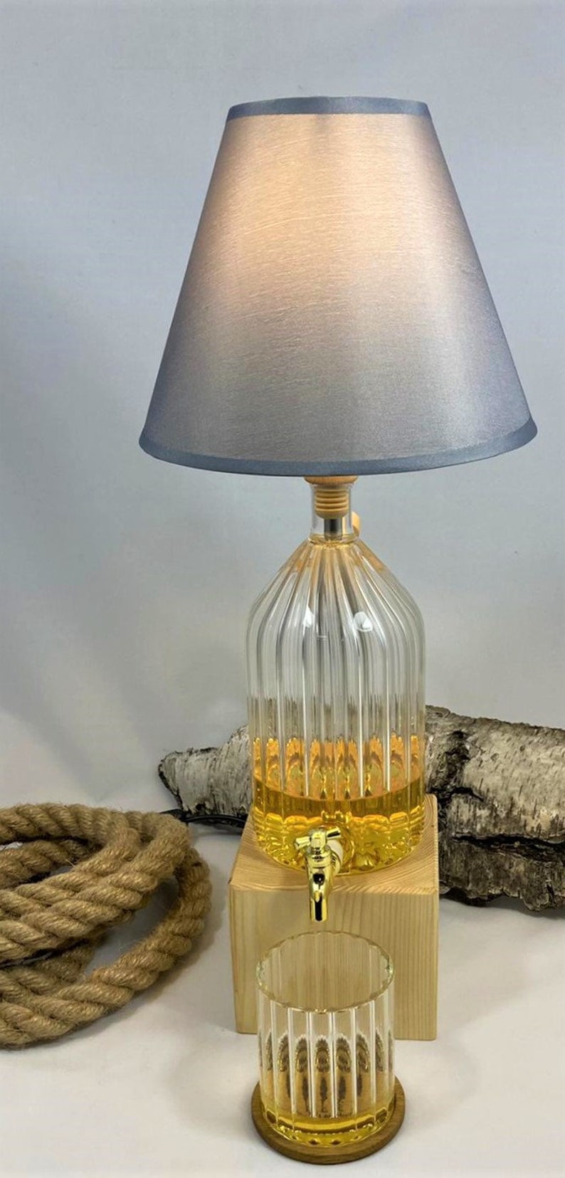 Gift for Men, Table Lamp, Decanter, Whiskey Dispenser, Christmas Gift for Boyfriend, Whiskey Lamp Drinking Glass image 3