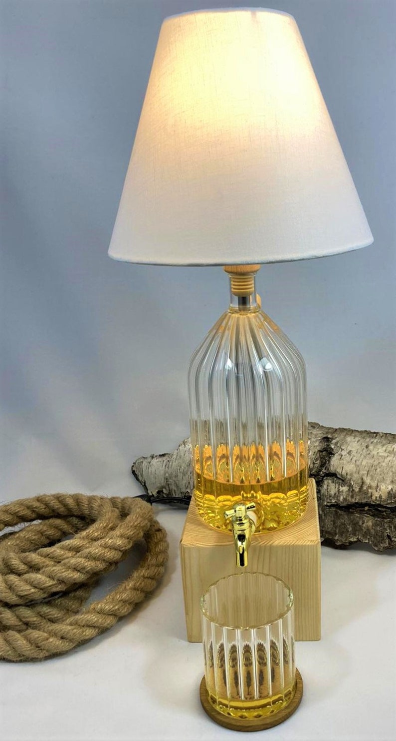 Gift for Men, Table Lamp, Decanter, Whiskey Dispenser, Christmas Gift for Boyfriend, Whiskey Lamp Drinking Glass image 4