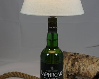 Upcycling Whisky Tischlampe, gefüllte Flaschenlampe, Bottlelight, Geschenk für Whiskyfan