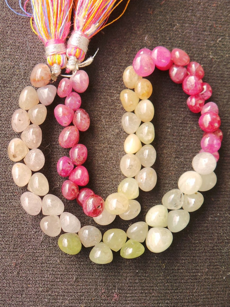 Natural Multi Sapphire Gemstone Briolettes-Multi Sapphire Smooth Onion Briolettes-5.5-7 MM-9 Inches-Jewellery Supply-Wholsalegemstone