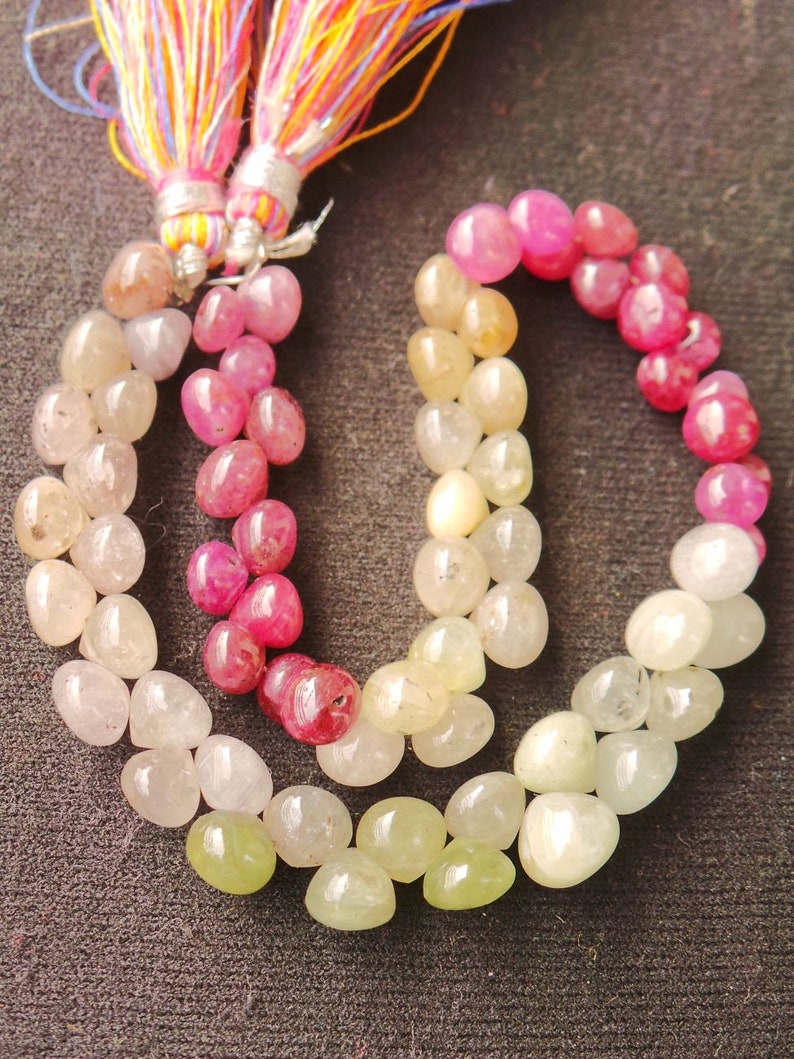 Natural Multi Sapphire Gemstone Briolettes-Multi Sapphire Smooth Onion Briolettes-5.5-7 MM-9 Inches-Jewellery Supply-Wholsalegemstone