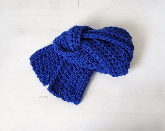 Crochet Scarf for Toddler, Child's Crochet Scarf, Blue Scarf, Royal Blue Crochet Scarf, Handmade Scarf for Kids, Kids Ribbed, Chunky Scarf