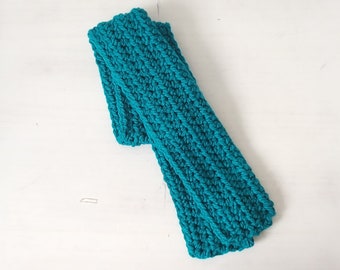 Écharpe d’hiver turquoise pour enfant, écharpe au crochet turquoise chunky, écharpe, cadeau pour enfants, chauffe-cou, écharpe douce faite à la main