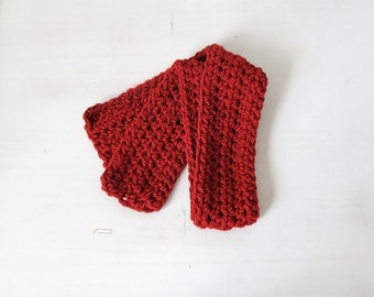 Écharpe d’hiver rouge pour tout-petit, écharpe au crochet rouge chunky, écharpe rouge, cadeau pour tout-petits/enfants, chauffe-cou, écharpe rouge douce faite à la main