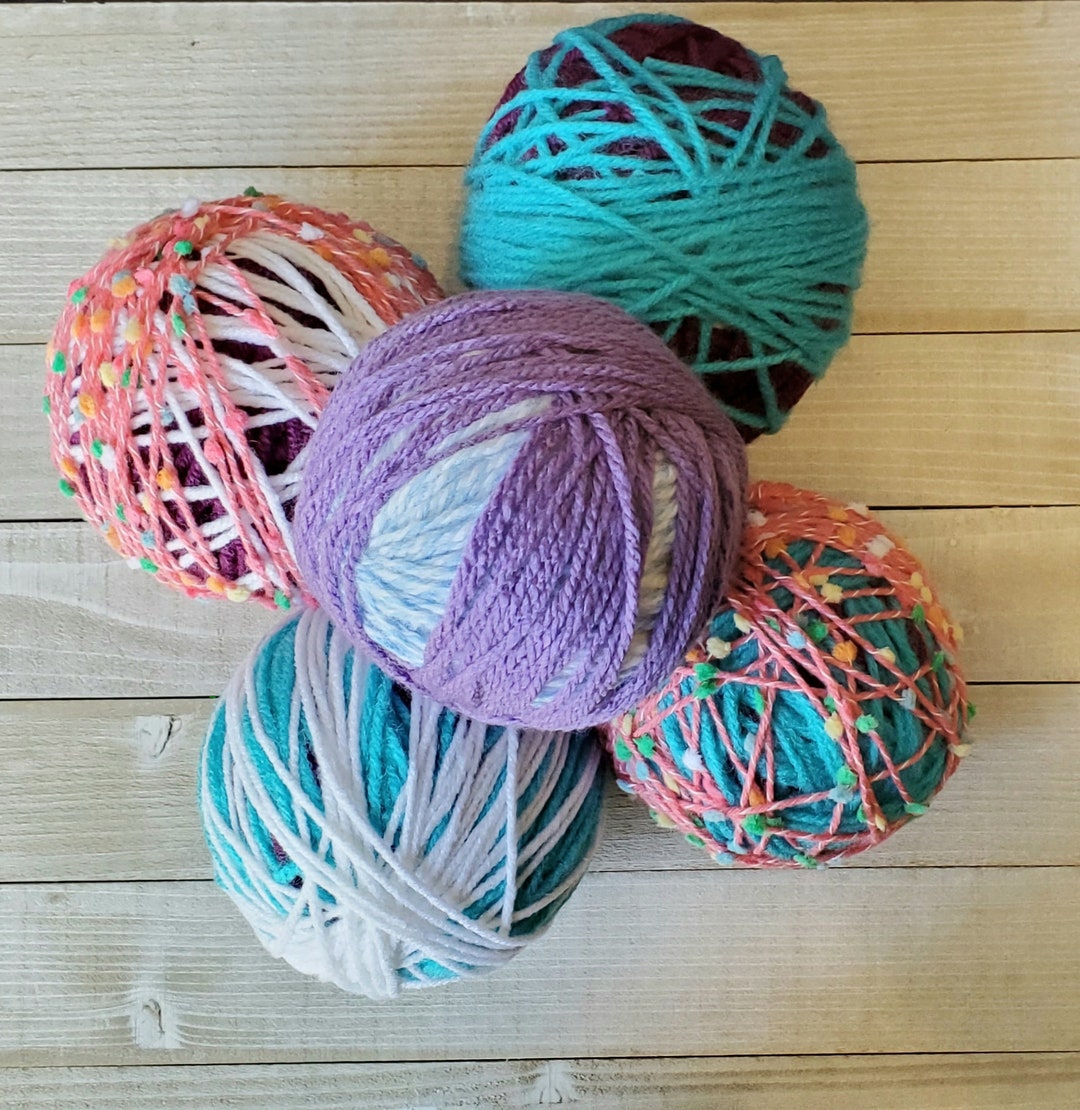 Set of 3 Scrap Yarn Balls, Mystery Magic Yarn Balls, Medium Weight Mix