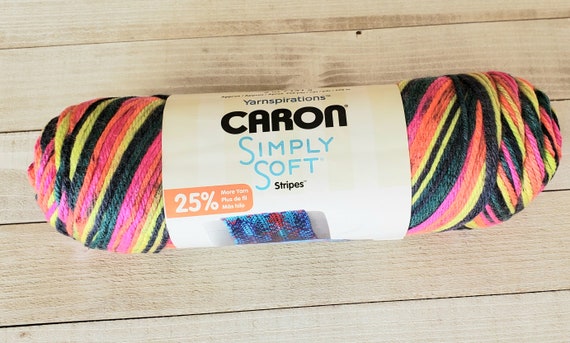Acrylic 215m 141g Caron Simply Soft Stripes Yarn Colour Central Park