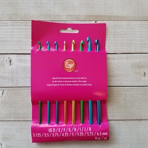 Boye Aluminum Crochet Hook Set, Set of 8, Crochet Hooks, Crochet Supply, Hook, D/E/F/G/H/I/J/K Crochet Hooks, Ready to Ship