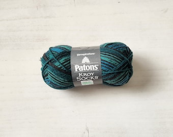 Patons Kroy Socks Yarn in Turquoise Stripes, Sock Yarn, Super Fine 1 weight, Crochet Yarn, Knitting Yarn, Yarn