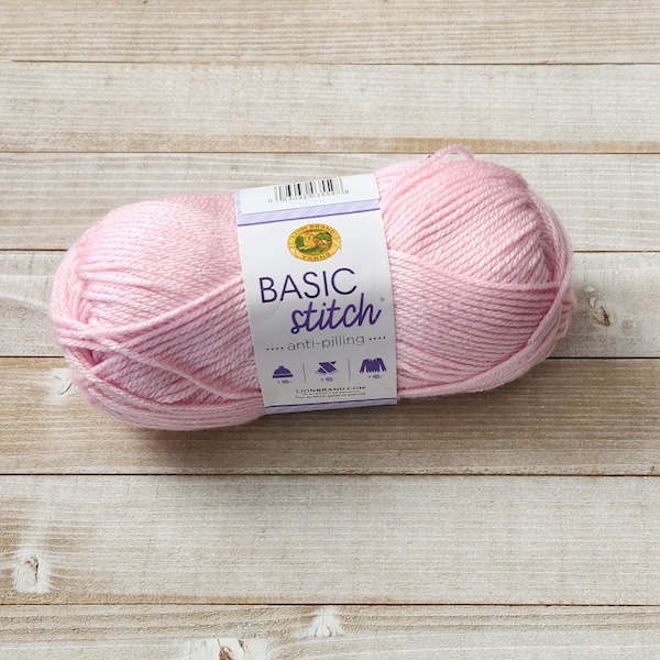 Lion Brand Basic Stitch Anti-Pilling Yarn in Baby Pink, Pink Yarn, Worsted Weight 4 Yarn, Crochet, Knitting, Yarn