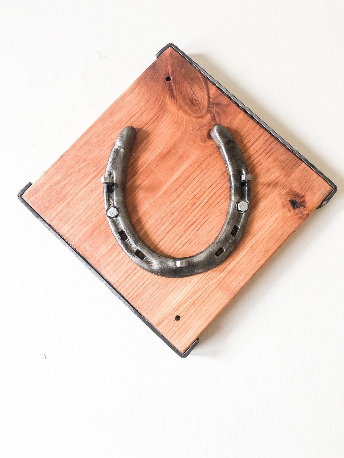 Rustic Horseshoe Key Holder on Wood with Steel Accent Etsy