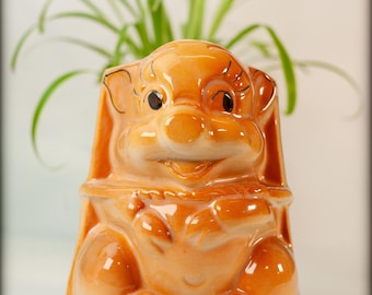 Mid Century Vintage Ceramic Happy Pig Planter Indoor Plant