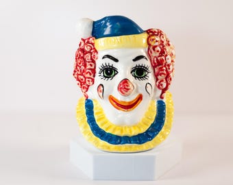 1960s Ceramic Clown Head Vase Indoor Decorative Planter Mid Century Vintage Inarco Japan
