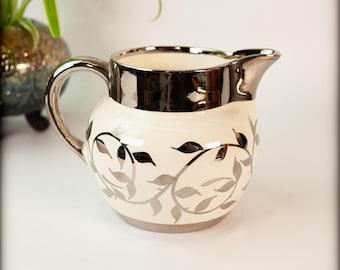 Old Silver Lustre English Creamer Jug Pitcher Myott & Sons Vintage Mid Century
