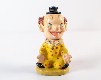 Mid Century Clown Bobble Head Nodding Ceramic Chalkware Figure Japan