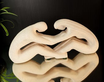 Royal Haeger Couple Reaching Infinity Sculpture 1980s Matte White Textured Pottery