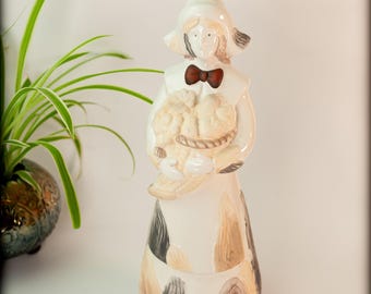 Vintage Ceramic Dutch Style Figural Tabletop Bell 11"