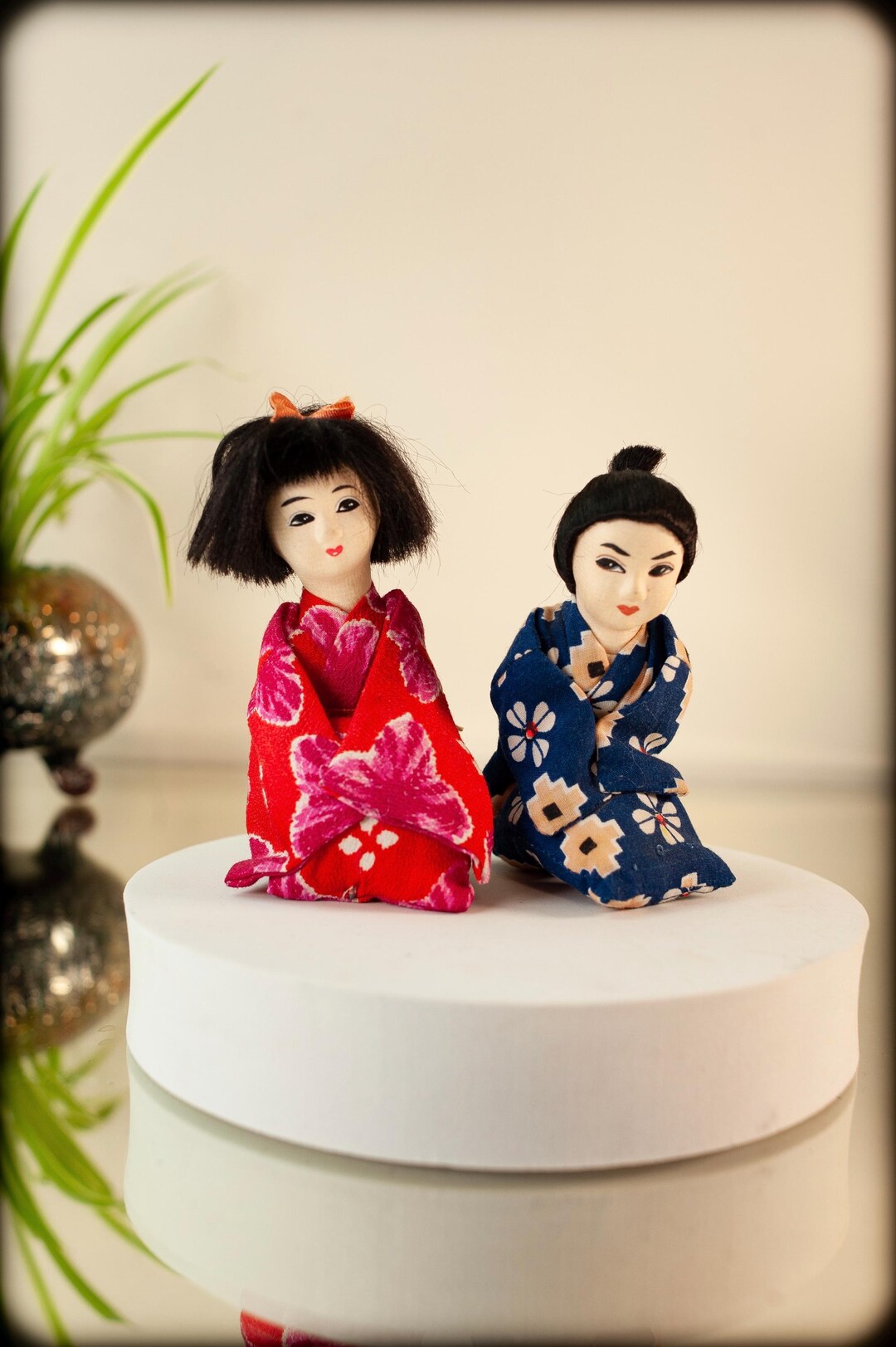 Vintage Miniature Traditional Japanese Wedding Couple Asian Folk