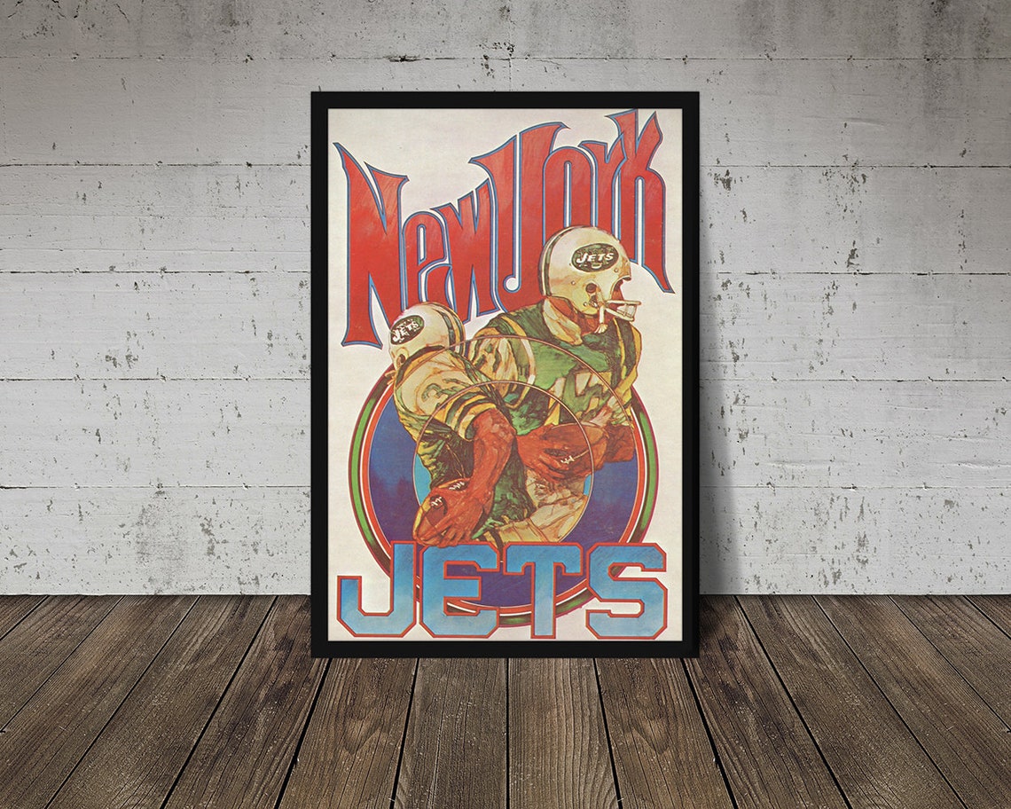 1968 NEW YORK JETS Print Vintage Football Decor Football Etsy