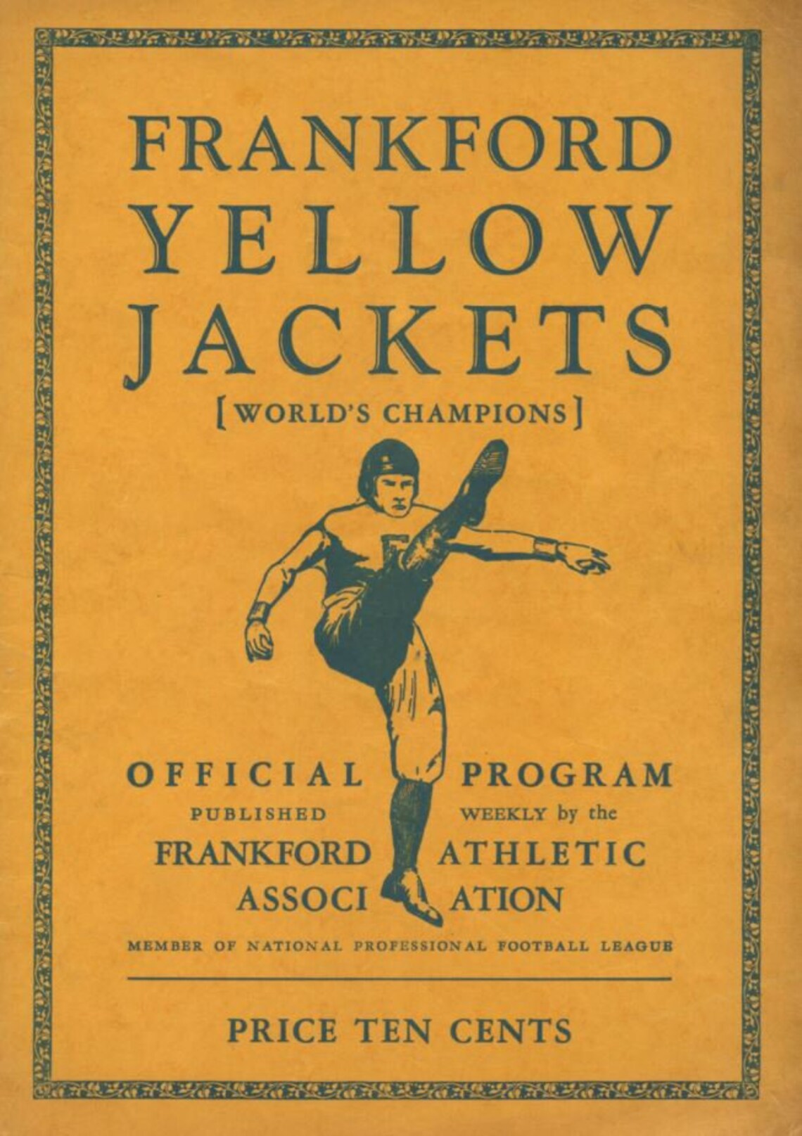 1927 FRANKFORD YELLOW JACKETS Print Vintage Football Decor Etsy