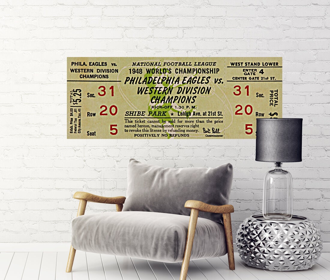 1948 philadelphia eagles game ticket print vintage