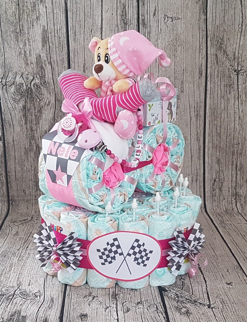 Windeltorte Motorrad /'/'Rally/' Schnullerkette ♥ Windeltorte Geburt Taufe