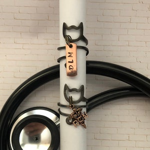 Smoke Colored Cat Wrap Stethoscope Charm***Stethoscope Charm***Monogrammed Stethoscope Charm***Medical Accessory