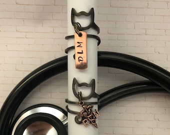Smoke Colored Cat Wrap Stethoscope Charm***Stethoscope Charm***Monogrammed Stethoscope Charm***Medical Accessory