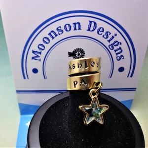 Brass Stethoscope ID Tag with Gold Star Charm, Stethoscope Charm, Hand Stamped Medical Gift, PA Gift, Physicians Assistant Graduation
