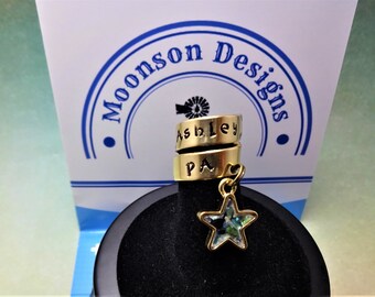 Brass Stethoscope ID Tag with Gold Star Charm, Stethoscope Charm, Hand Stamped Medical Gift, PA Gift, Physicians Assistant Graduation