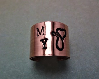 Copper Stethoscope Cuff, Copper Stethoscope Charm, MY Stethoscope, Medical Graduation Gift